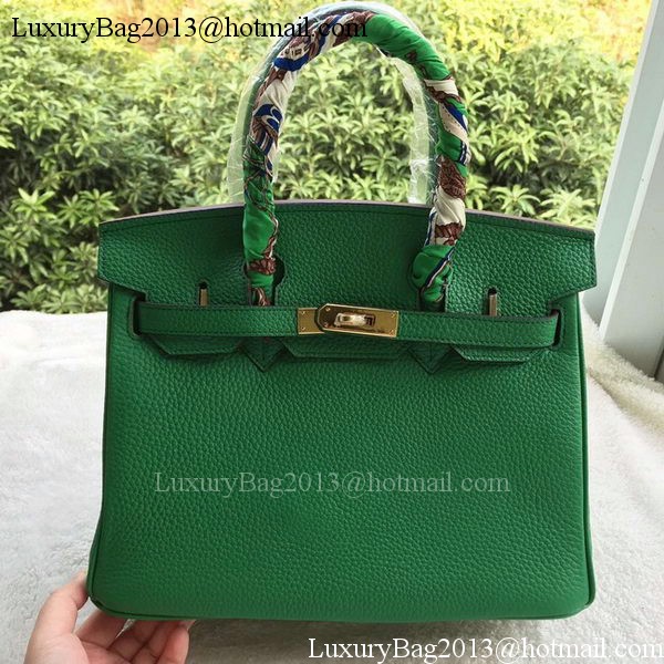 Hermes Birkin 30CM Tote Bags Green Calfskin Leather BK30 Gold Hermes Birkin 30CM Tote Bags Green Calfskin Leather BK30 Gold