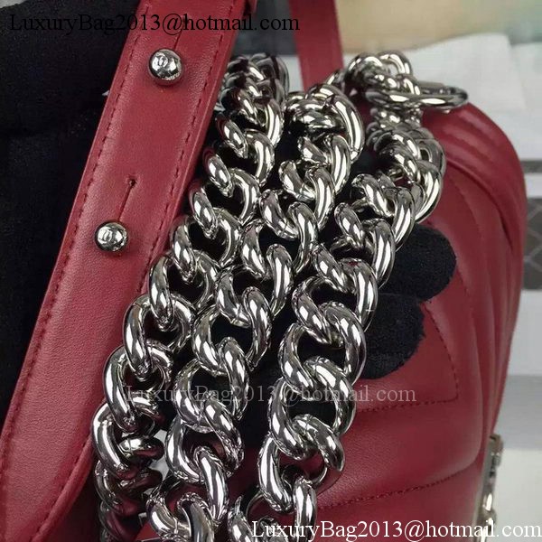 Boy Chanel mini Flap Bag Original Chevron Nubuck Leather A5707 Burgundy Boy Chanel mini Flap Bag Original Chevron Nubuck Leather A5707 Burgundy