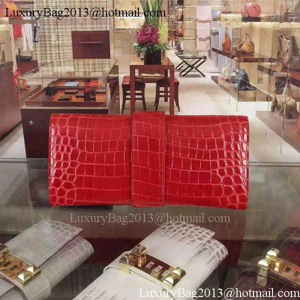 Hermes Croco Leather Clutch H88017 Red Hermes Croco Leather Clutch H88017 Red