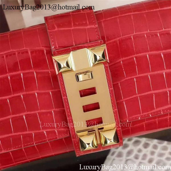 Hermes Croco Leather Clutch H88017 Red Hermes Croco Leather Clutch H88017 Red