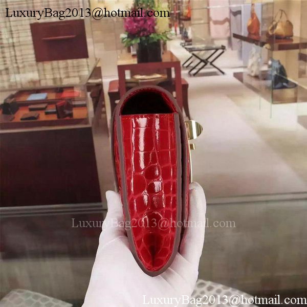Hermes Croco Leather Clutch H88017 Red Hermes Croco Leather Clutch H88017 Red