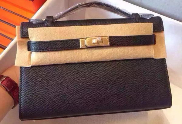 Hermes MINI Kelly 22cm Tote Bag Calfskin Leather K22 Black
