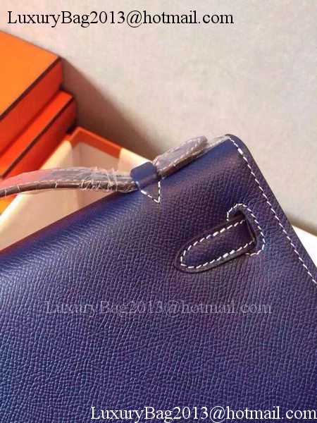 Hermes MINI Kelly 22cm Tote Bag Calfskin Leather K22 Blue Hermes MINI Kelly 22cm Tote Bag Calfskin Leather K22 Blue