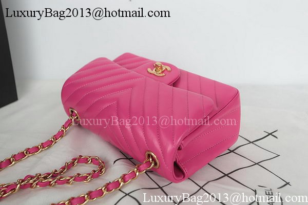 Chanel Classic MINI Flap Bag Chevron Sheepskin Leather A1119 Rose Chanel Classic MINI Flap Bag Chevron Sheepskin Leather A1119 Rose