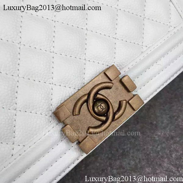 Chanel Boy Flap Shoulder Bag White Original Calfskin Leather A8708 Bronze Chanel Boy Flap Shoulder Bag White Original Calfskin Leather A8708 Bronze