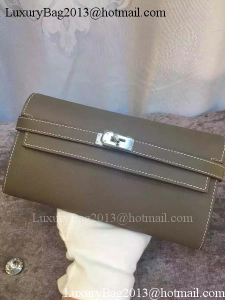 Hermes Kelly Wallet Epsom Leather H009 Grey Hermes Kelly Wallet Epsom Leather H009 Grey