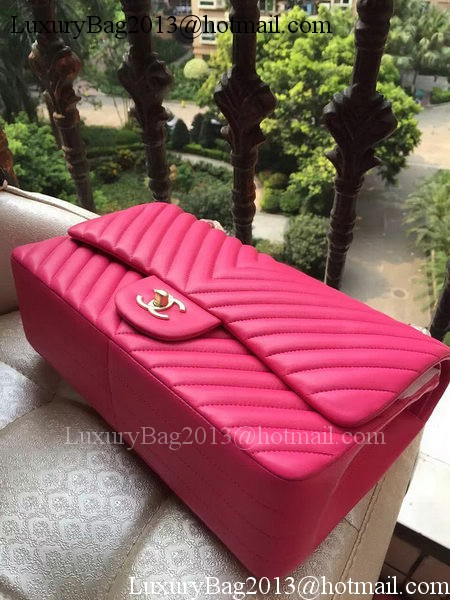 Chanel Classic Flap Bag Rose Sheepskin Chevron Quilting A1113 Gold Chanel Classic Flap Bag Rose Sheepskin Chevron Quilting A1113 Gold