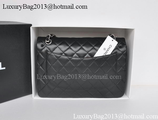 Chanel Jumbo Double Flaps Bags Black Sheepskin Leather A36097 Silver Chanel Jumbo Double Flaps Bags Black Sheepskin Leather A36097 Silver