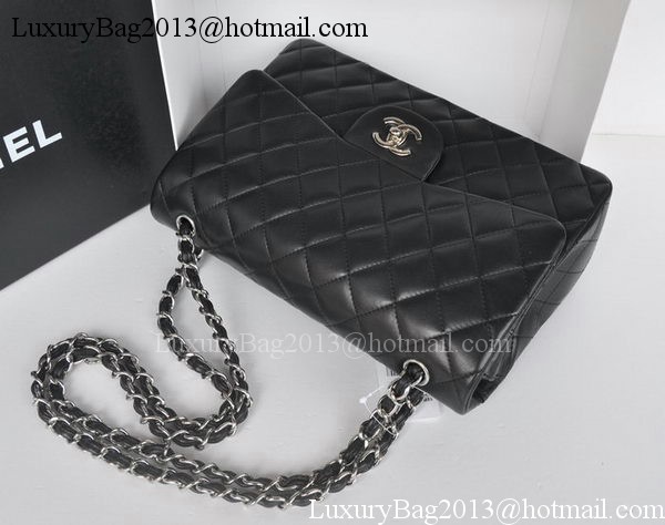 Chanel Jumbo Double Flaps Bags Black Sheepskin Leather A36097 Silver Chanel Jumbo Double Flaps Bags Black Sheepskin Leather A36097 Silver