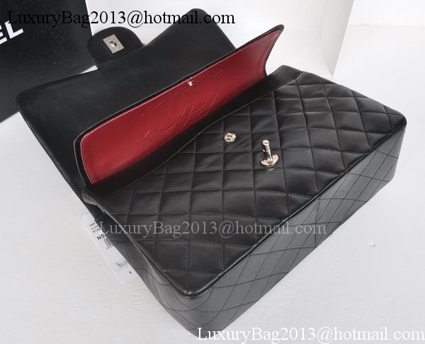 Chanel Jumbo Double Flaps Bags Black Sheepskin Leather A36097 Silver Chanel Jumbo Double Flaps Bags Black Sheepskin Leather A36097 Silver