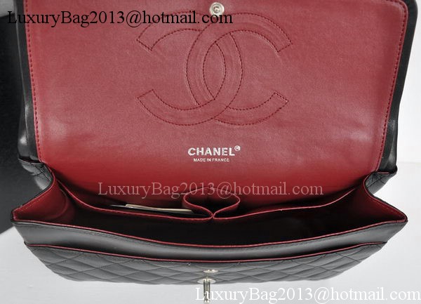 Chanel Jumbo Double Flaps Bags Black Sheepskin Leather A36097 Silver Chanel Jumbo Double Flaps Bags Black Sheepskin Leather A36097 Silver