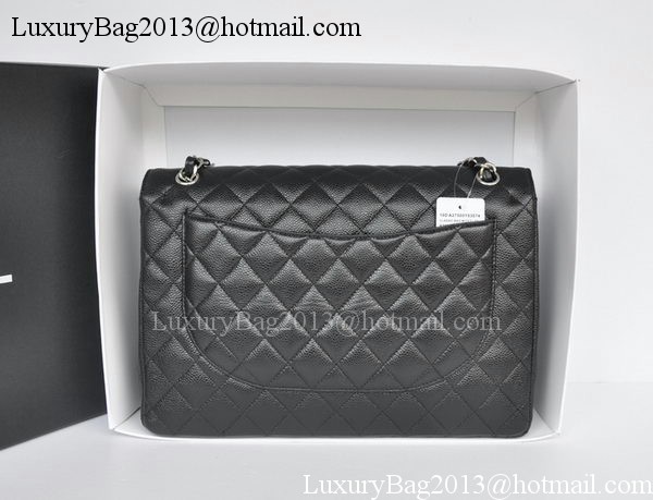 Chanel Maxi Classic Bag A36098 Black Cannage Pattern Silver Chanel Maxi Classic Bag A36098 Black Cannage Pattern Silver