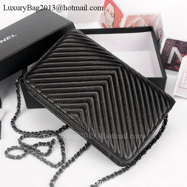 Chanel V mini Flap Bag Chevron Leather A33814V Black Chanel V mini Flap Bag Chevron Leather A33814V Black