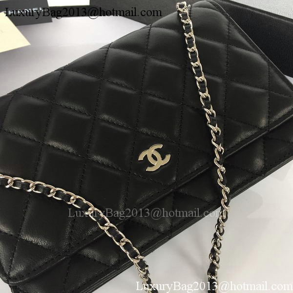 Chanel mini Flap Bag Black Sheepskin Leather A33814S Silver Chanel mini Flap Bag Black Sheepskin Leather A33814S Silver