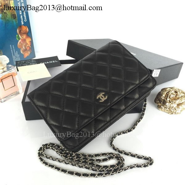 Chanel mini Flap Bag Black Sheepskin Leather A33814S Silver Chanel mini Flap Bag Black Sheepskin Leather A33814S Silver