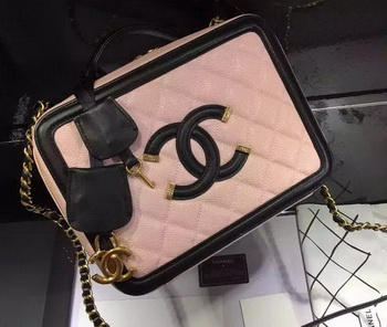 Chanel Shoulder Bag Original Calfskin Leather CHA6678 Pink&Black Chanel Shoulder Bag Original Calfskin Leather CHA6678 Pink&Black