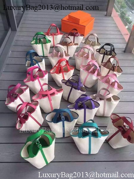 Hermes Picotin Lock 18cm Bag Canvas HPL8618T Light Blue Hermes Picotin Lock 18cm Bag Canvas HPL8618T Light Blue