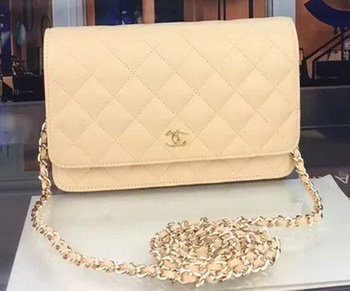Chanel WOC mini Flap Bag Apricot Sheepskin A5373 Gold Chanel WOC mini Flap Bag Apricot Sheepskin A5373 Gold