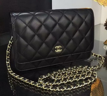 Chanel WOC mini Flap Bag Black Sheepskin A5373 Gold Chanel WOC mini Flap Bag Black Sheepskin A5373 Gold