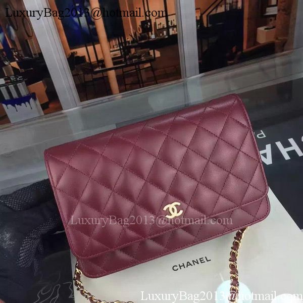 Chanel WOC mini Flap Bag Burgundy Sheepskin A5373 Gold Chanel WOC mini Flap Bag Burgundy Sheepskin A5373 Gold