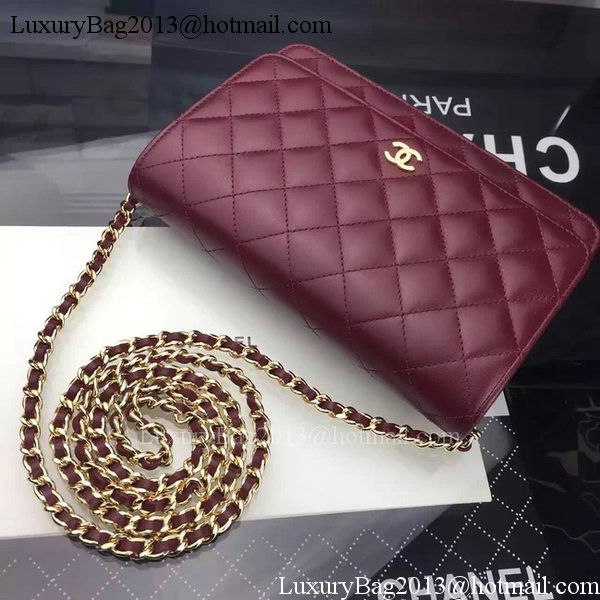 Chanel WOC mini Flap Bag Burgundy Sheepskin A5373 Gold Chanel WOC mini Flap Bag Burgundy Sheepskin A5373 Gold