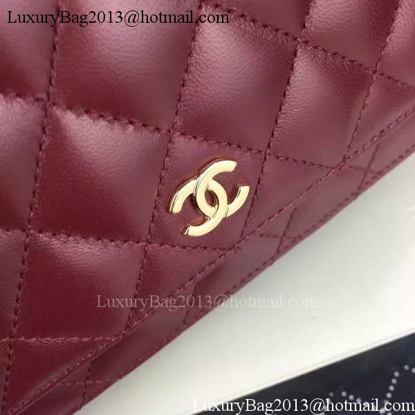 Chanel WOC mini Flap Bag Burgundy Sheepskin A5373 Gold Chanel WOC mini Flap Bag Burgundy Sheepskin A5373 Gold