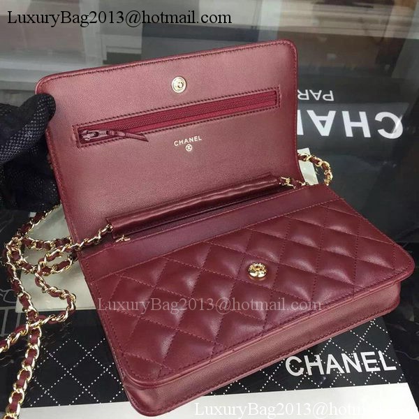Chanel WOC mini Flap Bag Burgundy Sheepskin A5373 Gold Chanel WOC mini Flap Bag Burgundy Sheepskin A5373 Gold