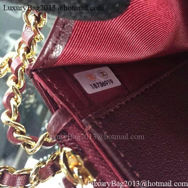Chanel WOC mini Flap Bag Burgundy Sheepskin A5373 Gold Chanel WOC mini Flap Bag Burgundy Sheepskin A5373 Gold