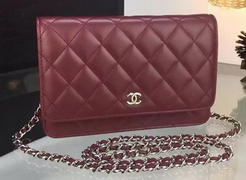 Chanel WOC mini Flap Bag Burgundy Sheepskin A5373 Silver Chanel WOC mini Flap Bag Burgundy Sheepskin A5373 Silver
