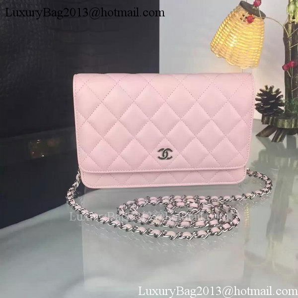 Chanel WOC mini Flap Bag Pink Sheepskin A5373 Silver Chanel WOC mini Flap Bag Pink Sheepskin A5373 Silver