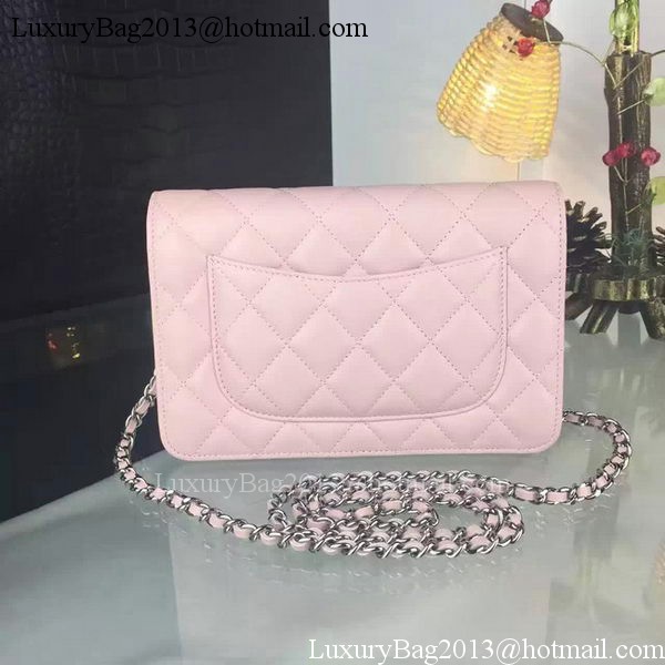 Chanel WOC mini Flap Bag Pink Sheepskin A5373 Silver Chanel WOC mini Flap Bag Pink Sheepskin A5373 Silver