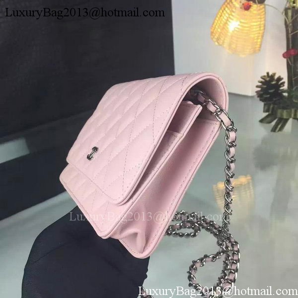 Chanel WOC mini Flap Bag Pink Sheepskin A5373 Silver Chanel WOC mini Flap Bag Pink Sheepskin A5373 Silver