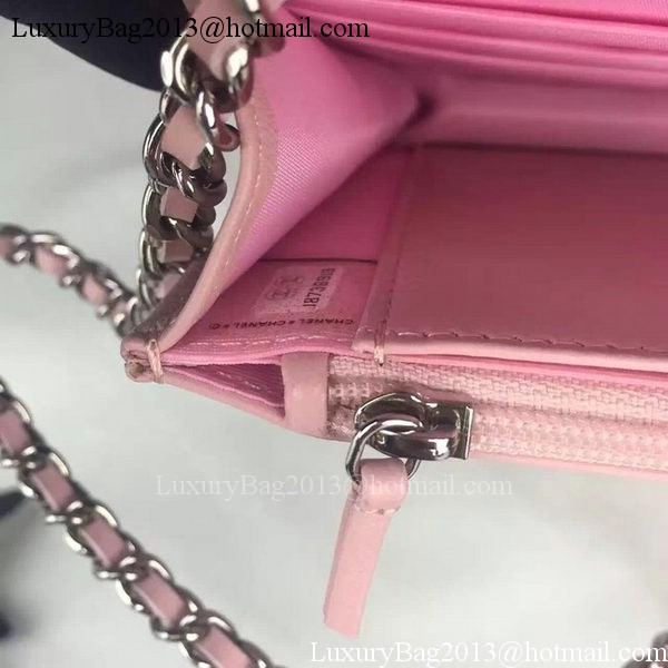 Chanel WOC mini Flap Bag Pink Sheepskin A5373 Silver Chanel WOC mini Flap Bag Pink Sheepskin A5373 Silver
