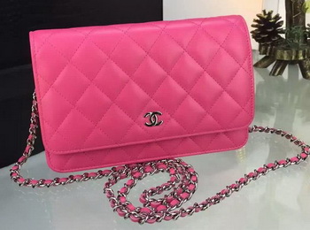 Chanel WOC mini Flap Bag Rose Sheepskin A5373 Silver Chanel WOC mini Flap Bag Rose Sheepskin A5373 Silver