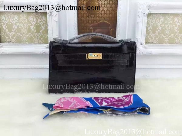 Hermes MINI Kelly 22cm Tote Bag Croco Leather KL22 Black Hermes MINI Kelly 22cm Tote Bag Croco Leather KL22 Black