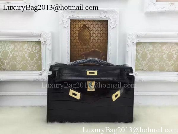 Hermes MINI Kelly 22cm Tote Bag Croco Leather KL22 Black Hermes MINI Kelly 22cm Tote Bag Croco Leather KL22 Black