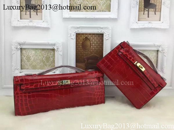 Hermes MINI Kelly 22cm Tote Bag Croco Leather KL22 Burgundy Hermes MINI Kelly 22cm Tote Bag Croco Leather KL22 Burgundy