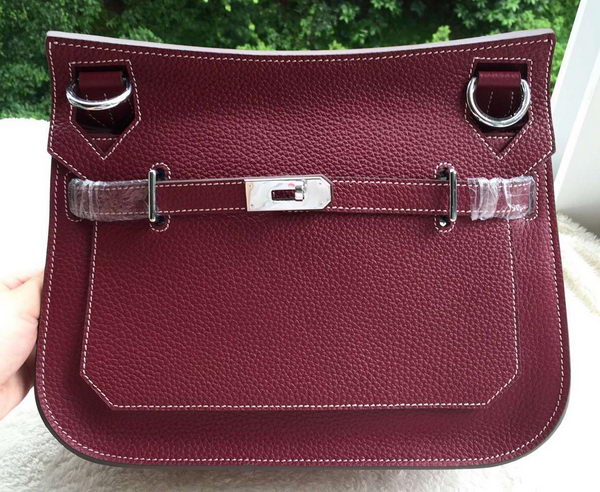 Hermes Jypsiere 31CM Shoulder Bag Calfskin Leather H0880 Wine
