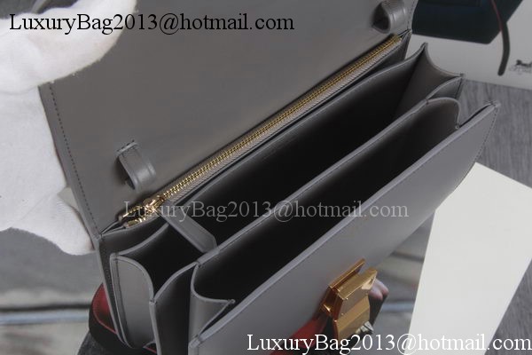Celine Classic Box Flap Bag Calfskin Leather C3369 Grey Celine Classic Box Flap Bag Calfskin Leather C3369 Grey