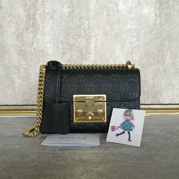 Gucci Padlock Gucci Signature Mini Shoulder Bag 409487A Black Gucci Padlock Gucci Signature Mini Shoulder Bag 409487A Black