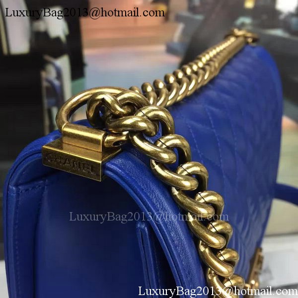 Boy Chanel Flap Bag Blue Original Sheepskin Leather A67088 Gold Boy Chanel Flap Bag Blue Original Sheepskin Leather A67088 Gold