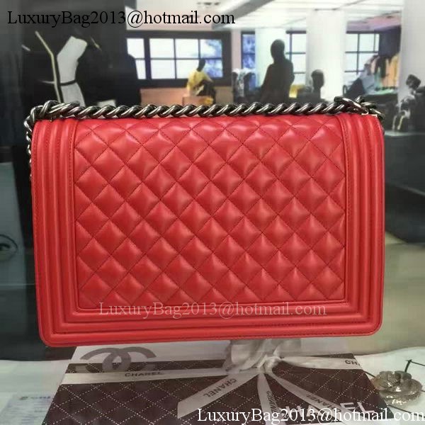 Boy Chanel Flap Bag Red Original Sheepskin Leather A67088 Silver Boy Chanel Flap Bag Red Original Sheepskin Leather A67088 Silver