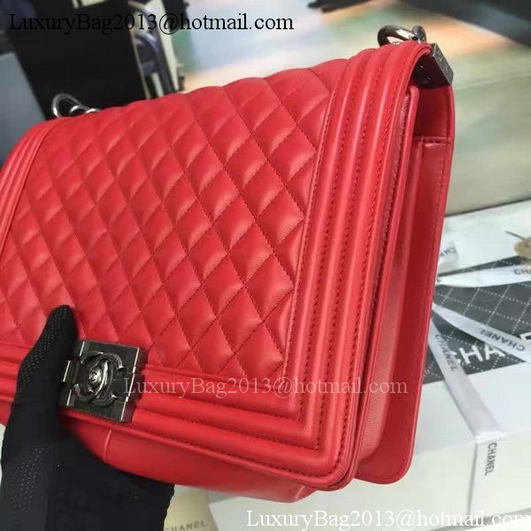 Boy Chanel Flap Bag Red Original Sheepskin Leather A67088 Silver Boy Chanel Flap Bag Red Original Sheepskin Leather A67088 Silver
