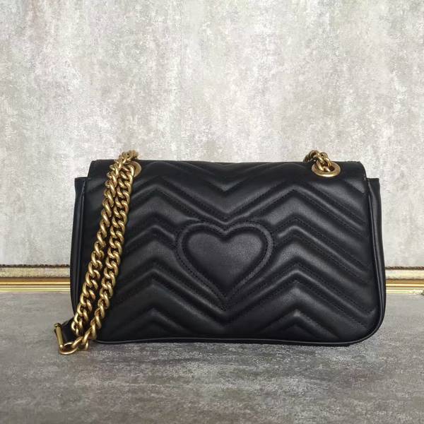 Gucci GG Marmont Sheenskin Shoulder Bag 443497A Black Gucci GG Marmont Sheenskin Shoulder Bag 443497A Black