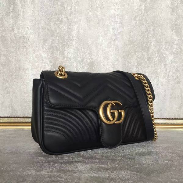 Gucci GG Marmont Sheenskin Shoulder Bag 443497A Black Gucci GG Marmont Sheenskin Shoulder Bag 443497A Black