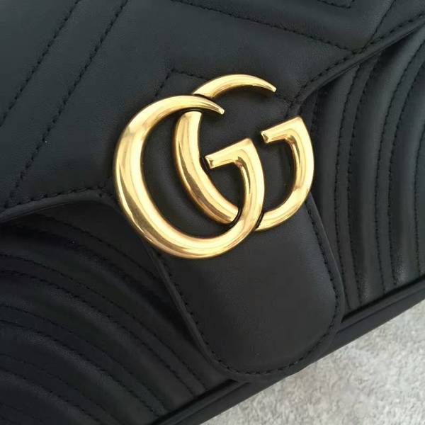 Gucci GG Marmont Sheenskin Shoulder Bag 443497A Black Gucci GG Marmont Sheenskin Shoulder Bag 443497A Black