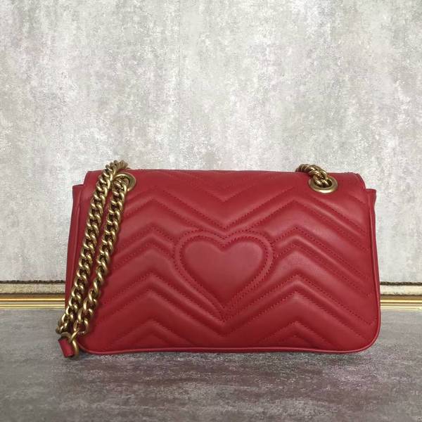 Gucci GG Marmont Sheenskin Shoulder Bag 443497A Red Gucci GG Marmont Sheenskin Shoulder Bag 443497A Red