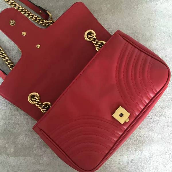 Gucci GG Marmont Sheenskin Shoulder Bag 443497A Red Gucci GG Marmont Sheenskin Shoulder Bag 443497A Red