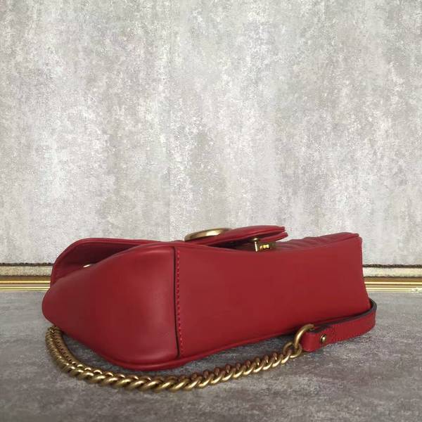 Gucci GG Marmont Sheenskin Shoulder Bag 443497A Red Gucci GG Marmont Sheenskin Shoulder Bag 443497A Red