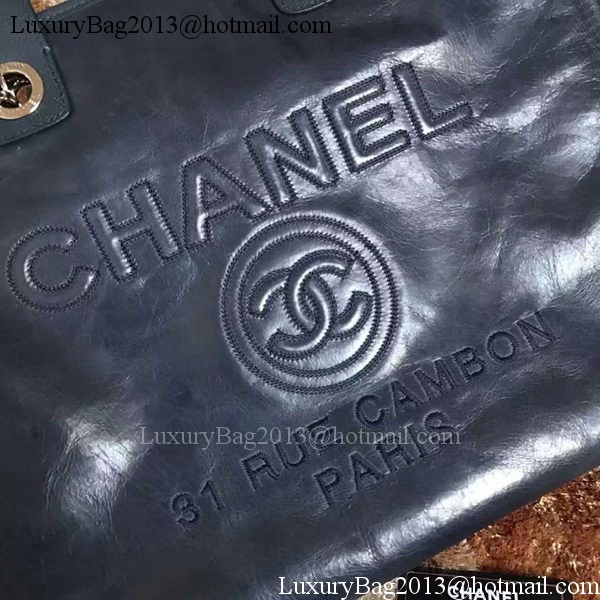 Chanel Tote Shopping Bag Original Leather A68046 Blue Chanel Tote Shopping Bag Original Leather A68046 Blue